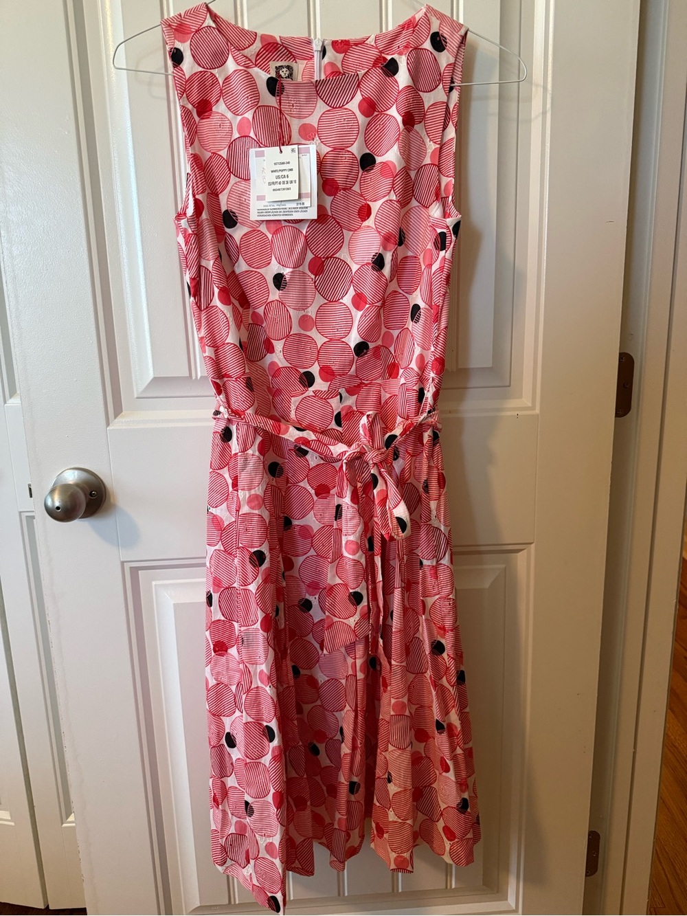 Anne Klein Coral and Black Polka Dot Dress